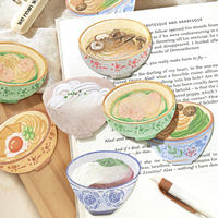 30 pièces par paquet de notes autocollantes, série Late-Night Noodle Shop, décorations et notes pour agenda, notes autocollantes pour la prise de notes