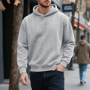 Sweat-shirt à capuche jacquard épais pour homme, manches longues, décontracté, automne-hiver, grande taille, style européen et américain, non doublé - Product Image 2
