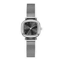 Montre compacte unisexe carrée rétro artistique pour étudiant, décontractée, avec cadran en verre, bracelet en maille d'acier inoxydable, 36 mm, de luxe, pour le marché international
