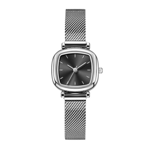 Compact Retro Artistic Square Unisex Student Watch Cross-Border Casual Glass <b>Window</b> Stainless Steel <b>Mesh</b> Strap Coin 36mm Luxury - Product Image 5