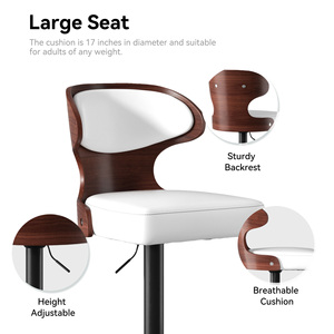 Taburete de Bar Ergonómico Moderno de Doble Color, en Cuero PU, Giratorio, Altura Ajustable, Asiento Grande, para Hotel, Cocina, Barra de Exterior - Product Image 3