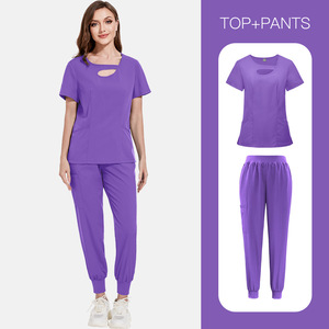 Ensemble de blouses médicales pour femmes, tissu dobby en polyester ajouré sexy, vêtements d'infirmière, robe chirurgicale deux pièces avec blouse blanche, fabriqué en Chine - Product Image 6