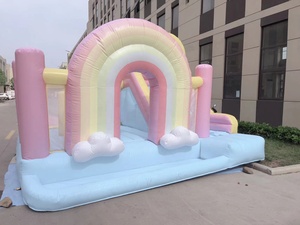 Castillo Hinchable Color Macaron con Diseño de <span class=keywords><strong>Arco</strong></span>íris Cama Elástica Inflable Casa de Rebote Divertida para Niños en el Patio Trasero - Product Image 3