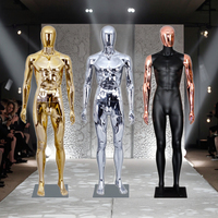 Mannequin masculin en chrome doré, nouveau modèle, corps entier, avec base en plastique pour l'affichage en boutique