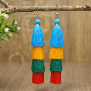 Pendientes bohemios con borlas para mujer, joyería colorida con flecos en capas para fiesta, accesorios de moda - Product Image 2