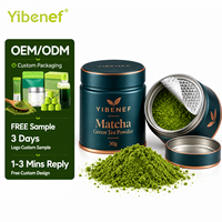 Poudre de thé matcha biologique cérémonial Yibenef 30g en boîte, poudre verte fine, OEM ODM, emballage personnalisé, fournisseur en gros