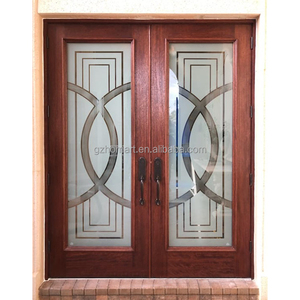 Verre de porte intérieure étanche en bois massif à double balançoire de haute qualité pour appartement extérieur manuel de conception industrielle <span class=keywords><strong>moderne</strong></span> - Product Image 4