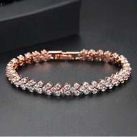 Bracelet tennis classique plaqué or rose avec zircons cubiques, bracelets romains tendance, design Constellation Mickey pour anniversaire