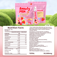 Poudre de Collagène et Glutathion Beauté Lait Fraise 50 000mg pour Éclaircissement de la Peau, Éclat, Soutien des Cheveux et des Ongles, Complément Alimentaire