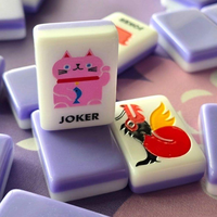 Ubin Mahjong Amerika dengan Cetakan Kartun Bunga Kustom, Ubin Permainan Akrilik Tahan Lama dengan Pola Joker