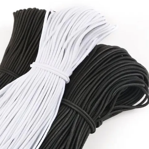 Factory Wholesale 3MM Round Black White High Elasticity Bungee Cord Braided Rope Latex Elastic Cord