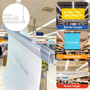 نظام عرض بقضبان قابلة للطي شفافة بيضاء وسوداء لتعليق اللافتات في السقف بالسوبر ماركت - Product Image 5