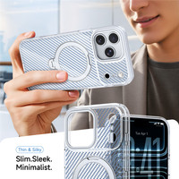 Coque de protection magnétique pour iPhone 18 17 16 15 Pro Max, motif fibre de carbone, support rotatif à 360°, anti-chute