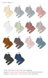 Bộ đồ ngủ bé sơ sinh chất liệu cotton hữu cơ, 14 màu có sẵn, thiết kế logo, chất liệu dệt kim mùa thu - Product Image 4