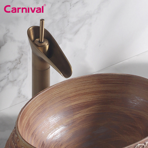 Lavabo de salle de bains en céramique, style irrégulier, Vintage et design, évier de cuisine, grain de <span class=keywords><strong>bois</strong></span>, lavage, pour la salle de bains d'hôtel - Product Image 4