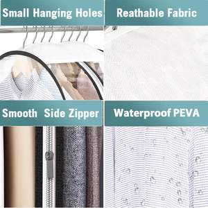 Wholesale <strong>Garment</strong> <strong>Bag</strong> Folding Suit Cover Dustproof PVC PEVA Lining 15L Capacity Side Zipper <strong>Breathable</strong> Fabric Includes Shirts - Product Image 6