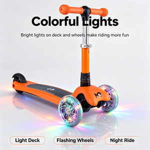 Trottinette à 3 roues pour enfants, <span class=keywords><strong>orange</strong></span> vif, avec roues en PU lumineuses, guidon réglable et système de direction par gravité, nouvelle A6 - Product Image 4
