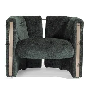 Exeon New Modern Luxury Living Room Fabric Green Velvet Stainless Steel Design Armrest Casual Single Sofa Chair