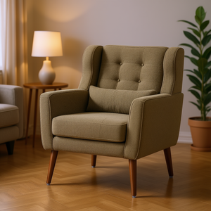 Fauteuil d'appoint moderne Db, dossier capitonné, pieds en bois, chaise de salon, style mid-century, rembourrée en mousse - Product Image 2