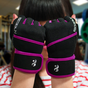 Boton Fitness <b>Gloves</b> Half-Finger Wrist Support Non-Slip Weightlifting For Men And Women Adult Unisex Purple Silver Embroidery - Product Image 1
