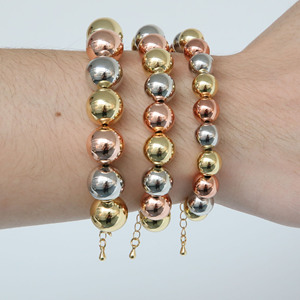 Chunky <span class=keywords><strong>Nugget</strong></span> Căng Bangle Vòng Đeo Tay 24K Vàng Mạ Vòng Bead Bóng Vòng Đeo Tay Căng Ra Vòng Đeo Tay Đàn Hồi Cho Phụ Nữ - Product Image 5