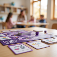Juego de Mesa Educativo Personalizado Morado, OEM ODM, Cartucho de 1200g, Cartón Gris de 157g, Papel de Arte, Material Reciclable, Empaque Personalizado para