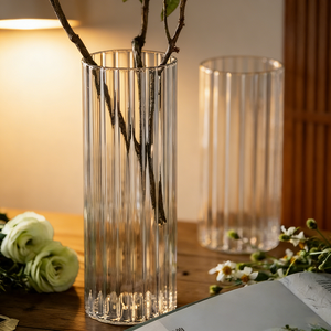 Jarrón <span class=keywords><strong>de</strong></span> Vidrio Vertical Art Deco Grande con Forma Redonda, Sin Plomo y Duradero - Product Image 1