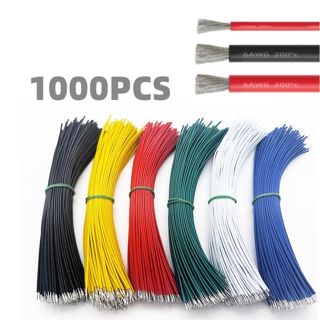 1000PCS 3239 Silicone Wire 22/24/26/28/30AWG 3KV High Temp 200°C Flexible Cable for Battery/LED/Power (40/50/60/70/80/90/100cm)