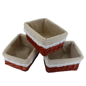 Large Burgundy Rectangular <b>Wicker</b> <b>Basket</b> Wood Chips Liner for Kitchen Home Food Store Storage Versatile for Bathroom Wardrobe - Product Image 1