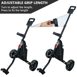 Verstelbare Handgreep Opvouwbare 2-wielige Golfkar Inklapbare Lichtgewicht Handkar Aluminium Golftrolley Met Voetrem - Product Image 3