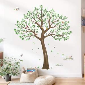 Adesivi <span class=keywords><strong>murali</strong></span> grande albero foglie verdi <span class=keywords><strong>uccelli</strong></span> buccia e bastone decalcomanie da parete per soggiorno camera da letto parete (H: 63 pollici) - Product Image 2