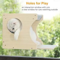 Hamac de fenêtre pliable pour chat à 2 niveaux, protection solaire, ventouses puissantes, bois de caoutchouc thaïlandais, sisal, luxe, écologique, pour usage intérieur