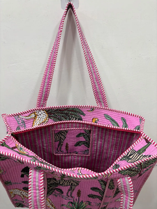Bolso Tote Acolchado con Estampado de Jungla |   Bolso de Hombro Boho con Estampado Indio para Vacaciones, Viajes, Damas de Honor, Regalo para Mujer - Product Image 6