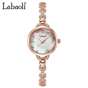 New Round Watch for Women Fashionable Diamond Studded Bracelet <b>Waterproof</b> Quartz <b>Wristwatch</b> - Product Image 1