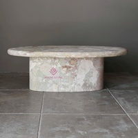 Table basse ovale en marbre Breccia sur mesure, table centrale en pierre multicolore, mobilier de luxe pour les designers d'intérieur