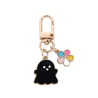 Halloween kartun hantu bunga gantungan kunci mobil tas jimat gantungan kunci tas dan mobil liontin mode Pasangan Halloween gantungan kunci logam