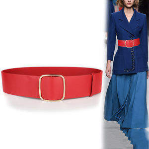 Cinto Largo Preto com Fivela Quadrada Ampla, Sem Furo, em Couro PU, Cinto Feminino Decorativo para Casaco e Vestido - Product Image 2