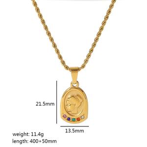 Collar de Acero Inoxidable con Cadena Trenzada Retro Francesa, Colgante de Estrella y Luna, Chapado en Oro de 18K, Regalo de Joyería de Moda - Product Image 5