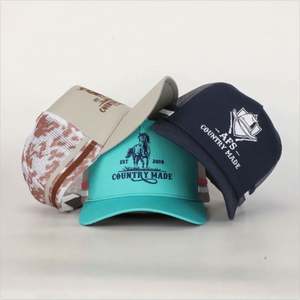 Gorra de malla con rayas y bordado 3D personalizado, gorra trucker de 5 paneles de perfil alto, 100% algodón para deportes - Product Image 4