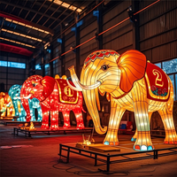 Lanternes d'éléphant grandeur nature personnalisées, lanternes d'animaux réalistes, décoration artisanale, imperméables, pour défilés nocturnes en extérieur