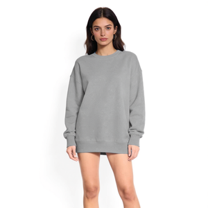 Sweat-shirt oversize pour femme HDJ, gris chiné, tailles M/L/XL/2XL, col rond, épaules tombantes, vêtement décontracté d'automne - Product Image 3