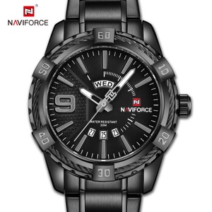 นาฬิกา Naviforce รุ่น 9117 สำหรับผู้ชาย ปี 2022 สายสแตนเลส สตีล ควอตซ์ ดีไซน์หรูหรา  รับสกรีนโลโก้ สีทอง-น้ำเงิน นาฬิกาข้อมือผู้ชาย - Product Image 2