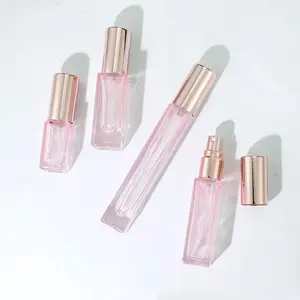 3 5 10 Ml Square Cosmetic Packaging Rose Gold Colored Perfume Bottle Essential Oil Pink Glass Travel Mini Spray Perfume Bottle