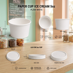 Tarrinas de papel de grado alimenticio de 5 oz, color blanco liso, con tapas, para gelato, de la marca Reliable Frutta Gelato. - Product Image 2