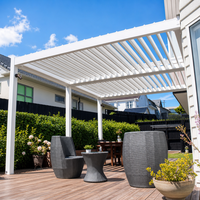 Pergola bioclimatique 16x12 pieds en aluminium, grande, motorisée, à toit rétractable à lames orientables, imperméable, style antique