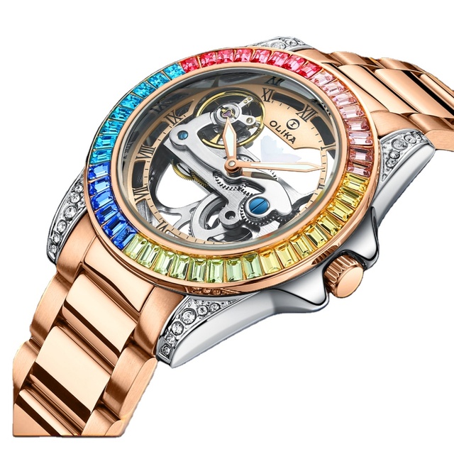 Men's High-End Automatic Mechanical Watch Fashion Classic Hollowed-Out Design with Stainless Steel Band Water-Resistant