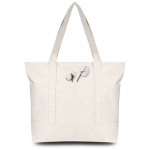 Sac fourre-tout en toile de coton personnalisé pour la vente en gros avec poche et fermeture éclair, sacs fourre-tout pour femmes avec logo imprimé sur mesure par sublimation - Product Image 1