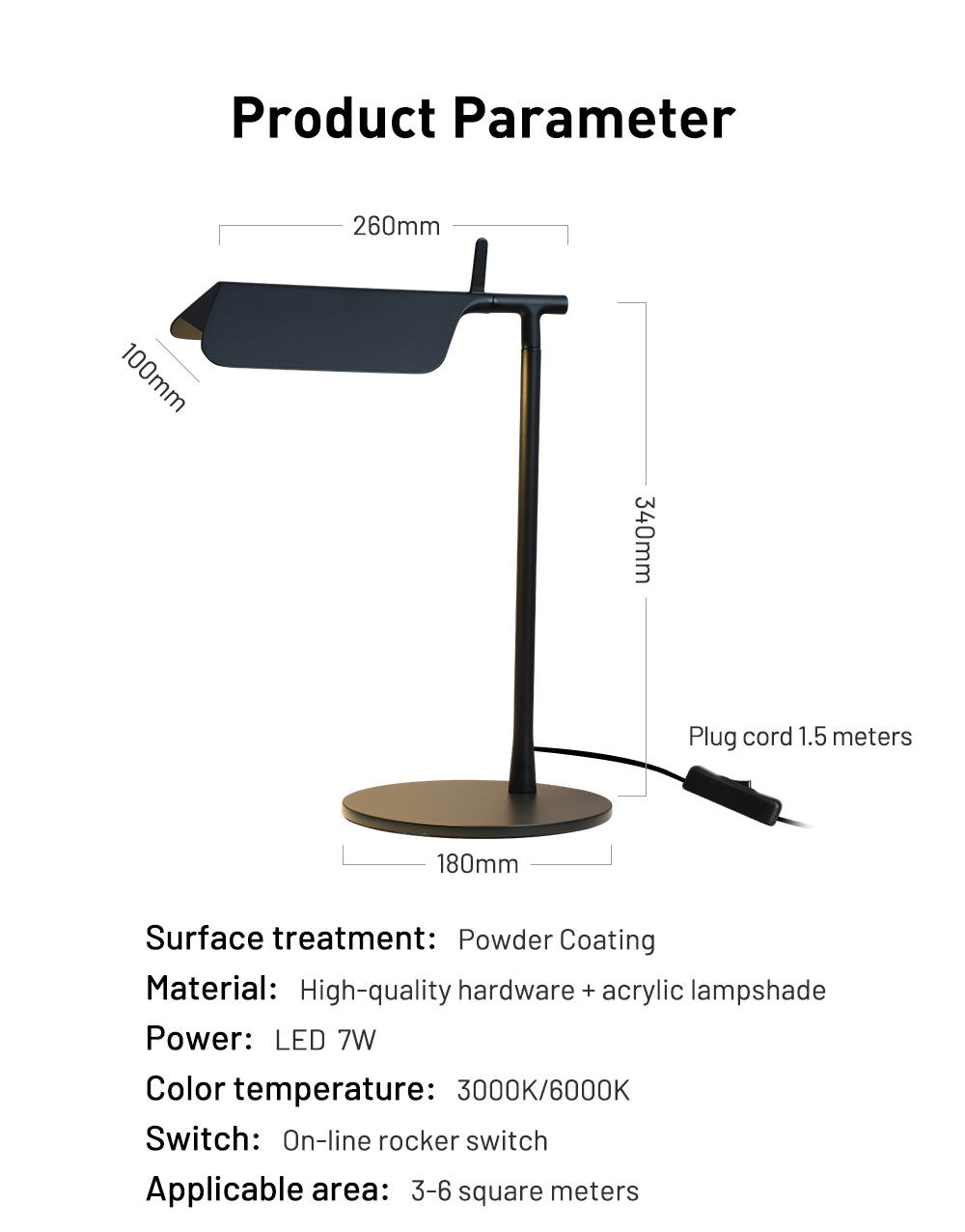 Nordic Modern Study Indoor Iron LED Office Works Reading Desk Table Lamp Light