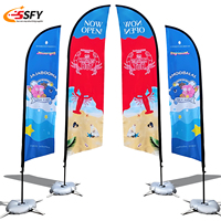 Kit d'accessoires pour drapeaux de plage : Connecteurs de tente, bases croisées, sacs d'eau, drapeaux promotionnels double face en aluminium/fibre de verre, en polyester
