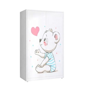 Nouvelle <span class=keywords><strong>Armoire</strong></span> Bébé Design 2 Portes en Métal, Meuble de Rangement pour Enfants, Penderie en Acier pour Chambre à Coucher - Product Image 1